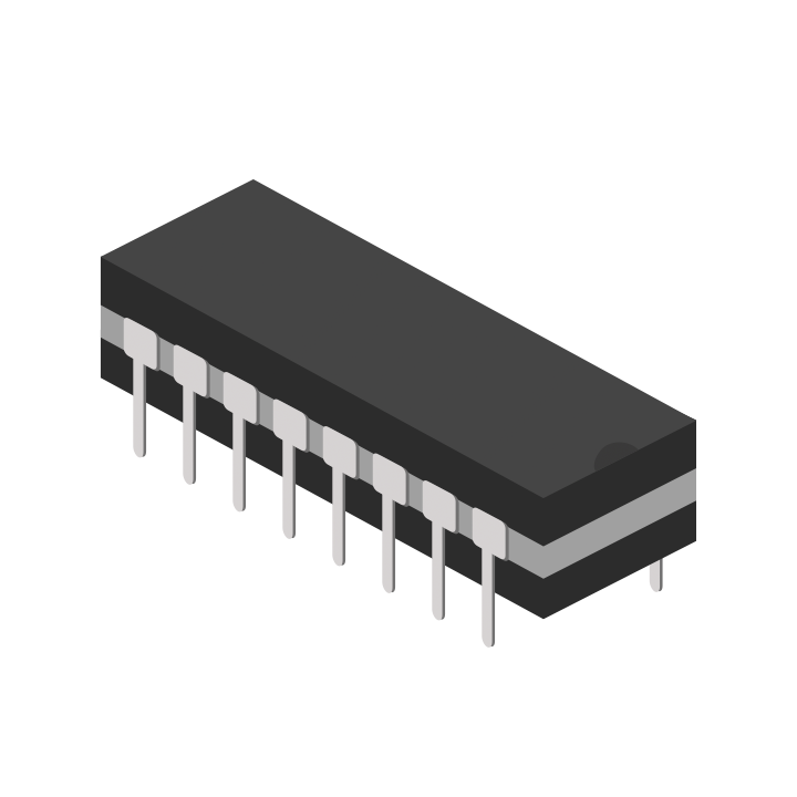 Side view of mounted electronic components