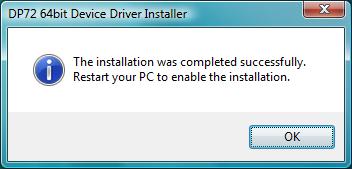 DP72 Windows Vista 7 install complete installing