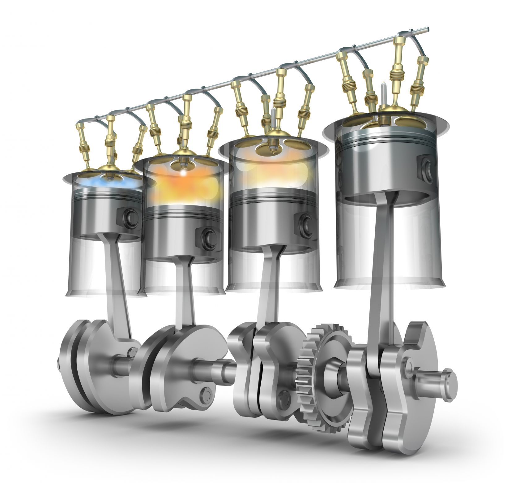 Cilindros da câmara de combustão como os de um motor alternativo de combustão interna grande (RICE)