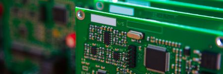 Close up of a printed circuit board.