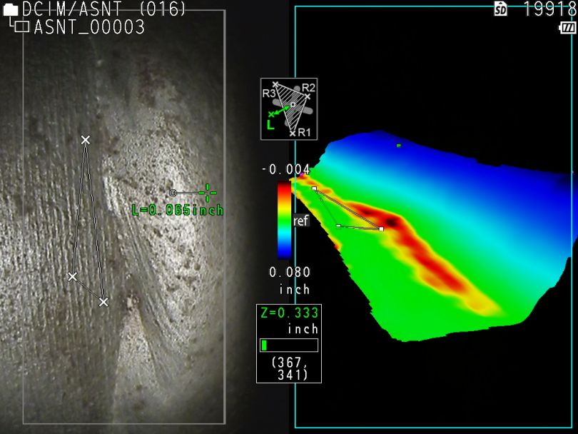 Ispezione di saldature di tubazioni mediante un videoscopio